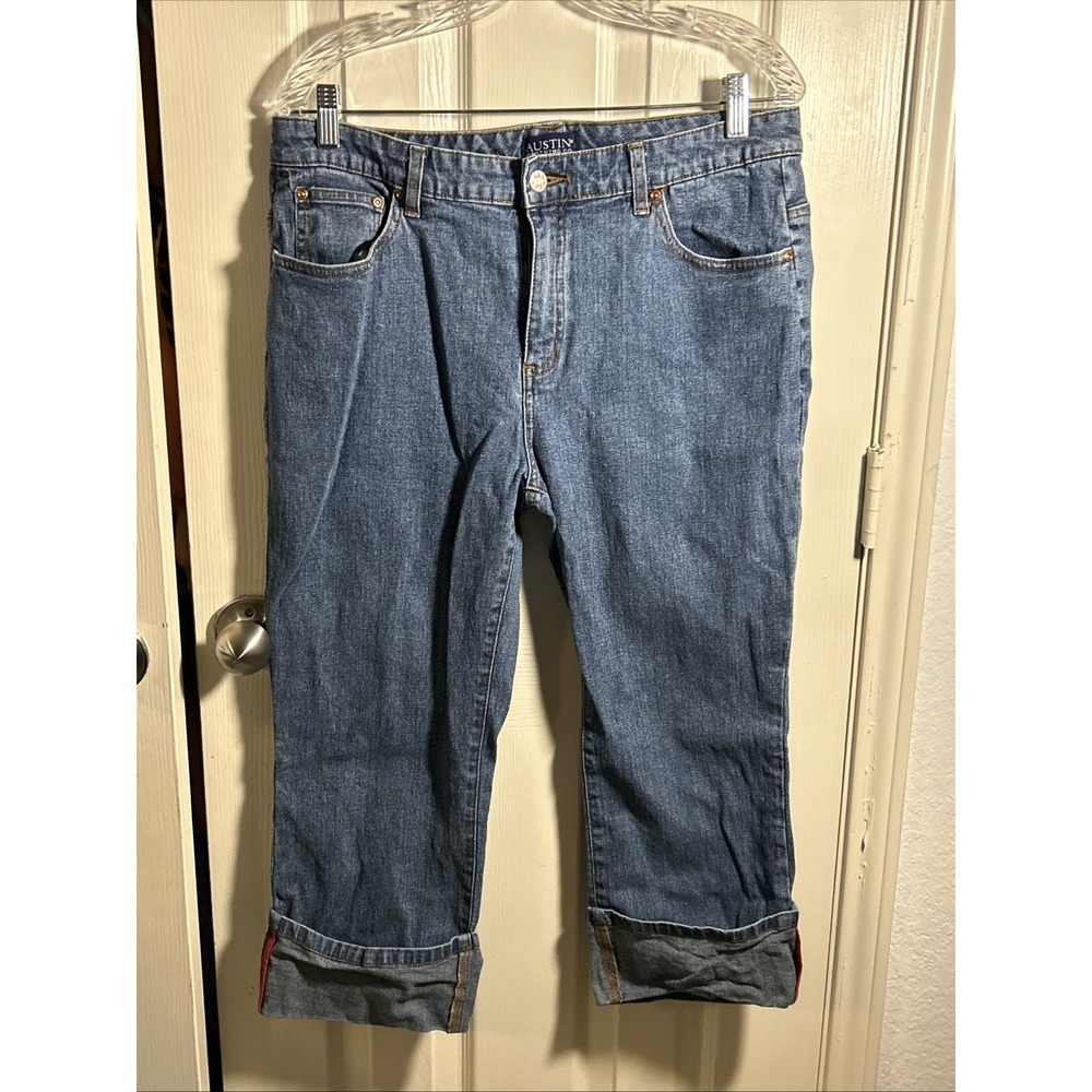 Austin Clothing Co Cuffed Denim Capri Size 14 Stonewash Blue
